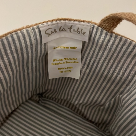 Sur La Table Bunny Basket in Blue Stripe - Picture 3 of 5